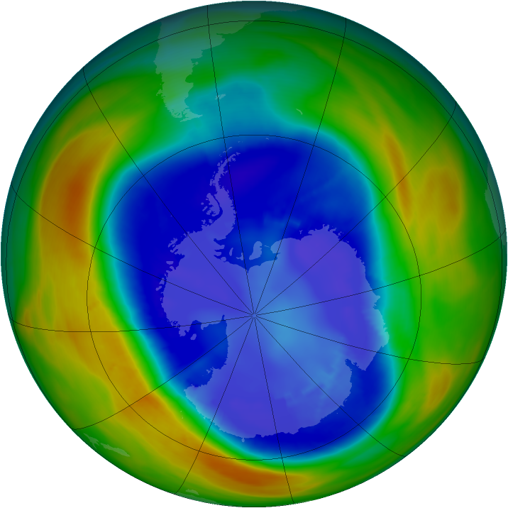 Antarctic ozone map for 01 September 2007